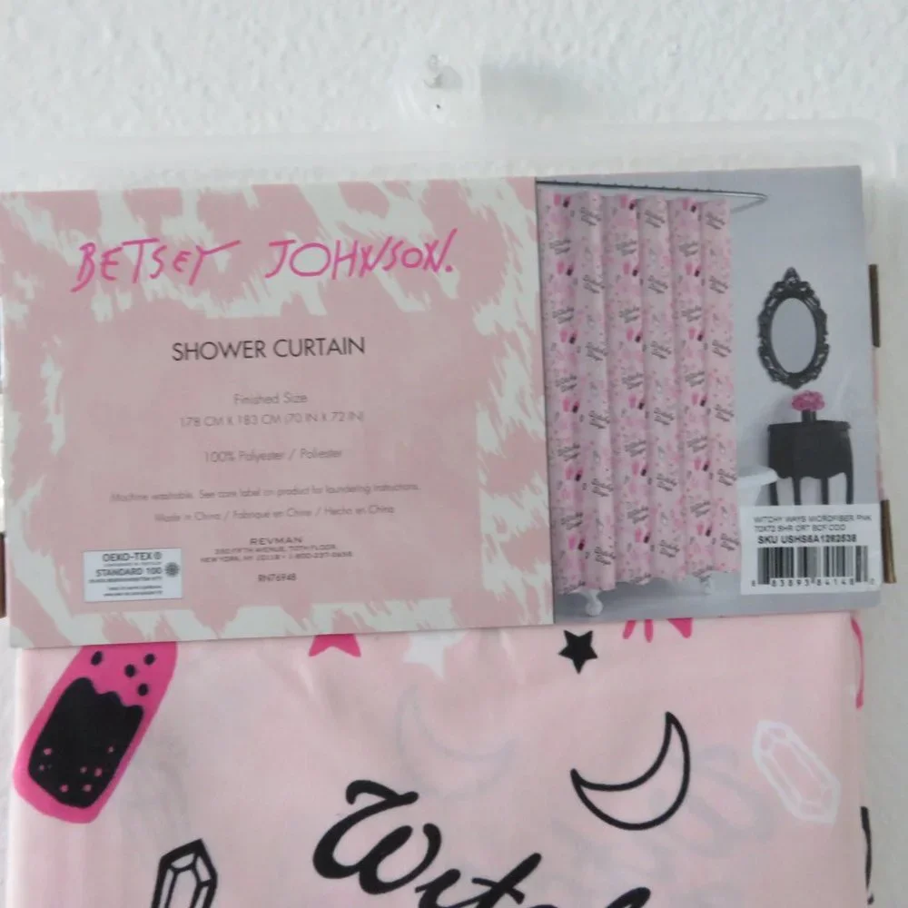 (#H) Betsey Johnson Witchy Ways Pink Shower Curtain